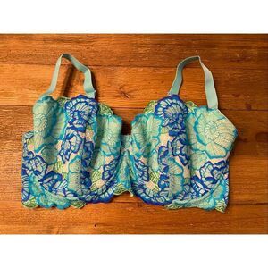 Adore Me Vibrant Blue and Green Lace Bra